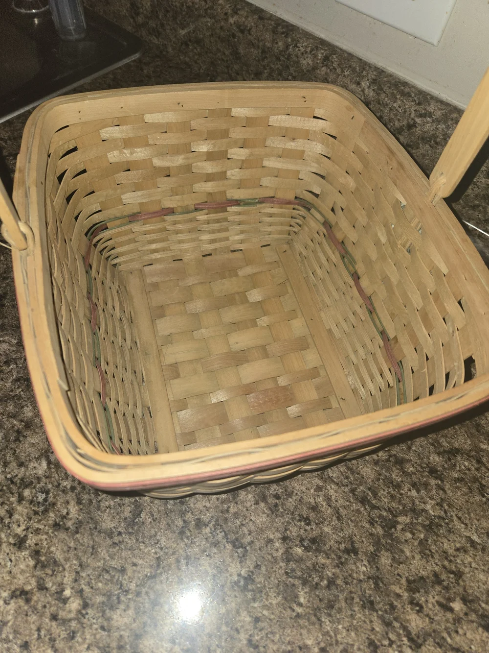 Woven Basket with Rooster Patch - Green & Brown